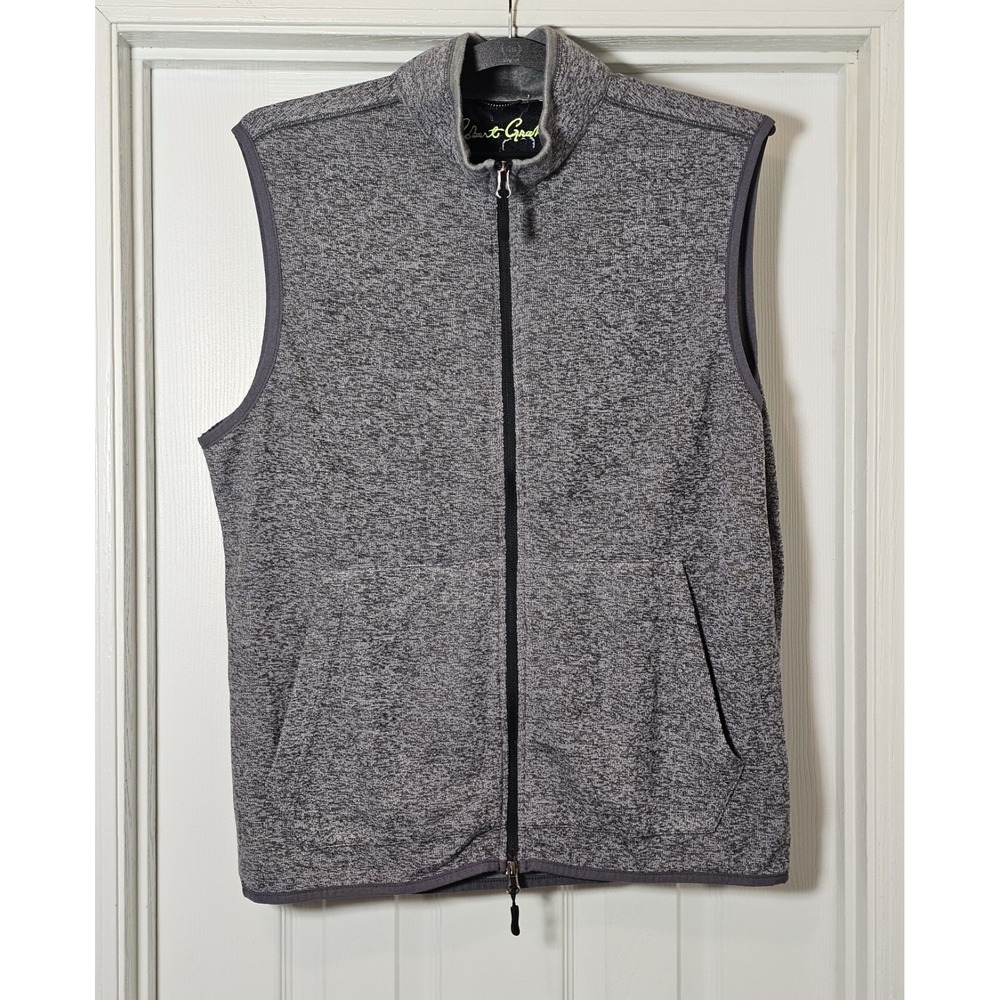 Robert Graham Zip Up Vest Men's Medium Klose Golf Performance Full Zip Gray NWT